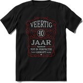 40 Jaar Legendarisch Gerijpt T-Shirt | Rood - Grijs | Grappig Verjaardag en Feest Cadeau Shirt | Dames - Heren - Unisex | Tshirt Kleding Kado | - Zwart - S