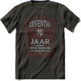 70 Jaar Legendarisch Gerijpt T-Shirt | Rood - Grijs | Grappig Verjaardag en Feest Cadeau Shirt | Dames - Heren - Unisex | Tshirt Kleding Kado | - Donker Grijs - XL