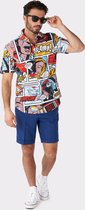 OppoSuits SHIRT Short Sleeve Danger Days - Heren Korte Mouwen Overhemd - Comics Roy Lichtenstein Inspired Shirt - Meerkleurig - Maat EU 35/36