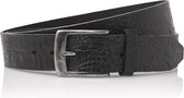 Timbelt 4cm zwarte jeansriem met kroko print - 100 % leder - zwarte riem - taillemaat 95 - totale lengte riem 110 cm
