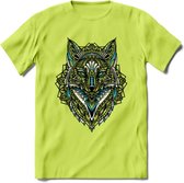 Vos - Dieren Mandala T-Shirt | Lichtblauw | Grappig Verjaardag Zentangle Dierenkop Cadeau Shirt | Dames - Heren - Unisex | Wildlife Tshirt Kleding Kado | - Groen - XXL