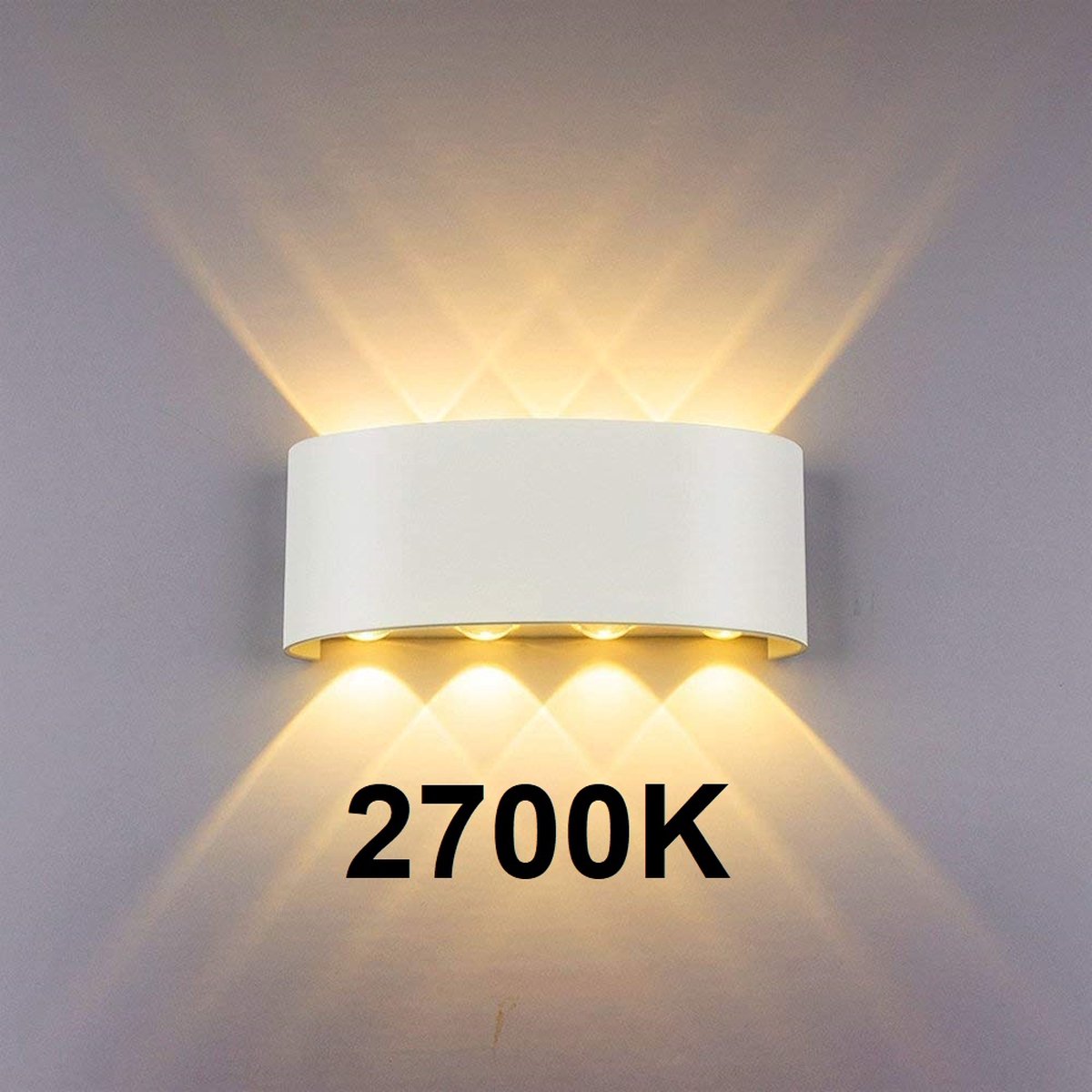 Luminize Wandlamp Ovaal binnen en buiten LED - 2700K - Buitenlamp Industrieel - Muurlamp - Sfeerverlichting - Wit - 22x8x4cm