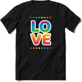 Love | Pride T-Shirt | Grappig LHBTIQ+ / LGBTQ / Gay / Homo / Lesbi Cadeau Shirt | Dames - Heren - Unisex | Tshirt Kleding Kado | - Zwart - S