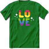 Love | Pride T-Shirt | Grappig LHBTIQ+ / LGBTQ / Gay / Homo / Lesbi Cadeau Shirt | Dames - Heren - Unisex | Tshirt Kleding Kado | - Donker Groen - L