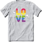 Love | Pride T-Shirt | Grappig LHBTIQ+ / LGBTQ / Gay / Homo / Lesbi Cadeau Shirt | Dames - Heren - Unisex | Tshirt Kleding Kado | - Licht Grijs - Gemaleerd - XXL