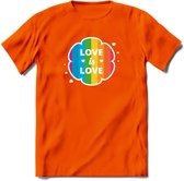 Love Is Love | Pride T-Shirt | Grappig LHBTIQ+ / LGBTQ / Gay / Homo / Lesbi Cadeau Shirt | Dames - Heren - Unisex | Tshirt Kleding Kado | - Oranje - XXL