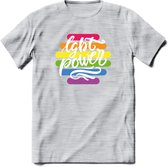 LGBT Power | Pride T-Shirt | Grappig LHBTIQ+ / LGBTQ / Gay / Homo / Lesbi Cadeau Shirt | Dames - Heren - Unisex | Tshirt Kleding Kado | - Licht Grijs - Gemaleerd - XXL