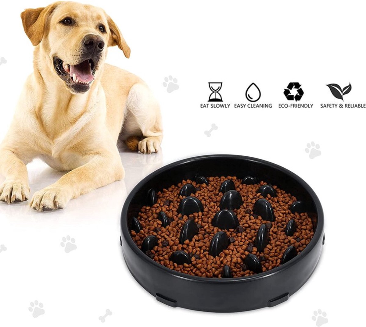 JU&MP Anti Schrokbak Hond Voerbak Hond Slow Feeder Zwart
