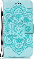 Samsung Galaxy Note 10 Plus Hoesje - Mobigear - Mandala Serie - Kunstlederen Bookcase - Turquoise - Hoesje Geschikt Voor Samsung Galaxy Note 10 Plus