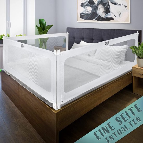 Barrière De Lit Ajustable 180 Cm - Hauteur Réglable, Pliable, Pour Voyages Et Maison, Montage Sans Outil