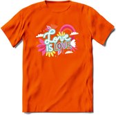 Love is Love | Pride T-Shirt | Grappig LHBTIQ+ / LGBTQ / Gay / Homo / Lesbi Cadeau Shirt | Dames - Heren - Unisex | Tshirt Kleding Kado | - Oranje - S