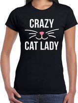 Crazy cat lady kattenvrouw t-shirt zwart - dames - Katten liefhebber cadeau shirt XS