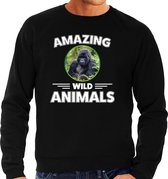 Sweater gorilla - zwart - heren - amazing wild animals - cadeau trui gorilla / gorilla apen liefhebber XL