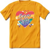 Born This Way | Pride T-Shirt | Grappig LHBTIQ+ / LGBTQ / Gay / Homo / Lesbi Cadeau Shirt | Dames - Heren - Unisex | Tshirt Kleding Kado | - Geel - M