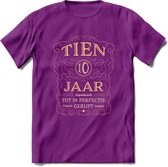 10 Jaar Legendarisch Gerijpt T-Shirt | Oud Roze - Ivoor | Grappig Verjaardag en Feest Cadeau Shirt | Dames - Heren - Unisex | Tshirt Kleding Kado | - Paars - S