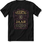 40 Jaar Legendarisch Gerijpt T-Shirt | Oud Roze - Ivoor | Grappig Verjaardag en Feest Cadeau Shirt | Dames - Heren - Unisex | Tshirt Kleding Kado | - Zwart - XXL