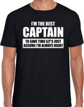 I'm the best captain - always right t-shirt zwart heren - Cadeau verjaardag t-shirt kapitein 2XL