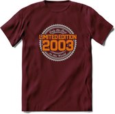 2003 Limited Edition Ring T-Shirt | Zilver - Goud | Grappig Verjaardag en Feest Cadeau Shirt | Dames - Heren - Unisex | Tshirt Kleding Kado | - Burgundy - S