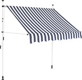 Decoways - Luifel handmatig uittrekbaar 200 cm blauw en witte strepen
