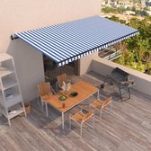 Decoways - Luifel automatisch uittrekbaar 600x350 cm blauw en wit