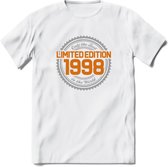 1998 Limited Edition Ring T-Shirt | Zilver - Goud | Grappig Verjaardag en Feest Cadeau Shirt | Dames - Heren - Unisex | Tshirt Kleding Kado | - Wit - 3XL