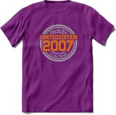 2007 Limited Edition Ring T-Shirt | Zilver - Goud | Grappig Verjaardag en Feest Cadeau Shirt | Dames - Heren - Unisex | Tshirt Kleding Kado | - Paars - M