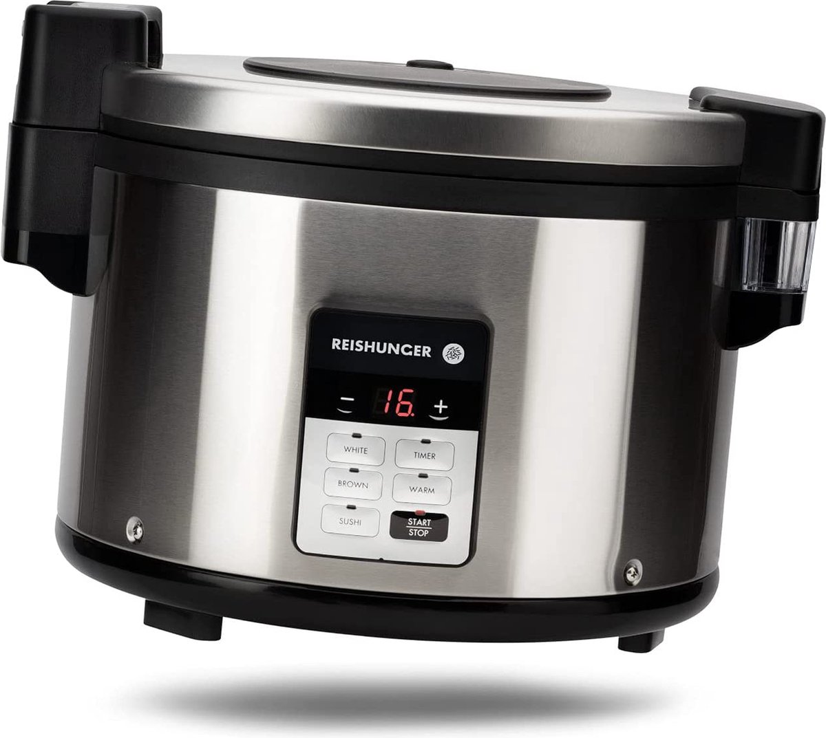 Reishunger Gastronomie Rijstkoker - Grote premium rijstkoker met warmhoudfunctie - Inclusief maatbeker, rijstlepel & siliconen voering - Rijst voor max. 32 personen