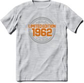 1962 Limited Edition Ring T-Shirt | Zilver - Goud | Grappig Verjaardag en Feest Cadeau Shirt | Dames - Heren - Unisex | Tshirt Kleding Kado | - Licht Grijs - Gemaleerd - L