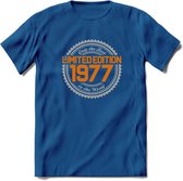 1977 Limited Edition Ring T-Shirt | Zilver - Goud | Grappig Verjaardag en Feest Cadeau Shirt | Dames - Heren - Unisex | Tshirt Kleding Kado | - Donker Blauw - 3XL