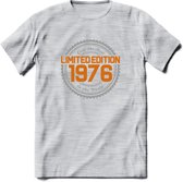 1976 Limited Edition Ring T-Shirt | Zilver - Goud | Grappig Verjaardag en Feest Cadeau Shirt | Dames - Heren - Unisex | Tshirt Kleding Kado | - Licht Grijs - Gemaleerd - L