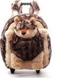 Kinder koffer wolf - Multifunctionele kindertrolley knufel - Kindertrolley op wieltjes - Knuffelrugzak - Rugzak
