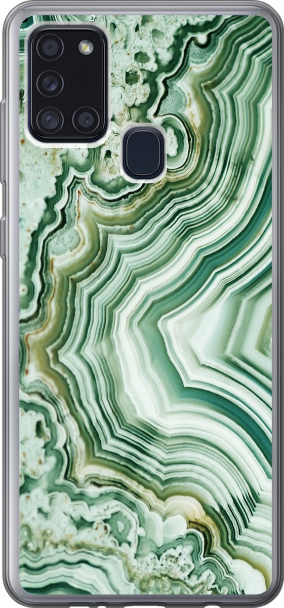Telefoonhoesje Geschikt voor Samsung Galaxy A21s hoesje - Natuurstenen - Groen - Gesteenten en mineralen - Siliconen Telefoonhoesje Telefoonhoesje