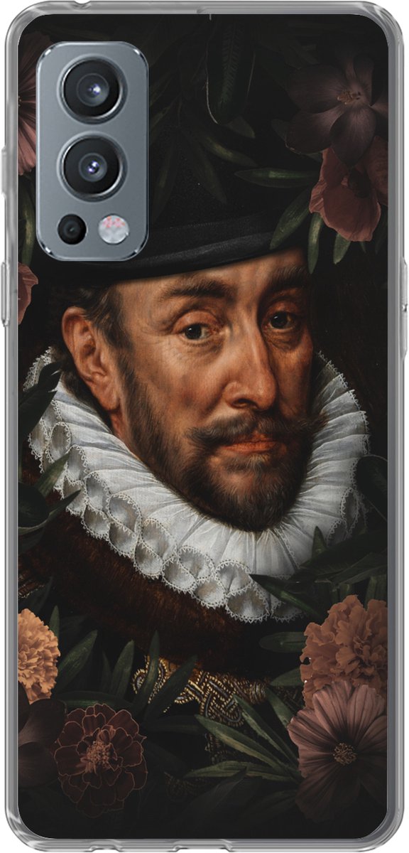 Telefoonhoesje Geschikt voor OnePlus Nord 2 5G hoesje - Willem van Oranje - Kunst - Bloemen - Siliconen Telefoonhoesje Telefoonhoesje