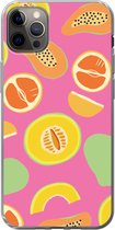 Geschikt voor iPhone 12 Pro Max hoesje - Fruit - Patronen - Roze - Siliconen Telefoonhoesje