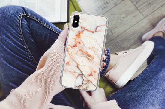 Coque iPhone Xs - Marbre - Oranje - Pierre - Coque de téléphone en Siliconen