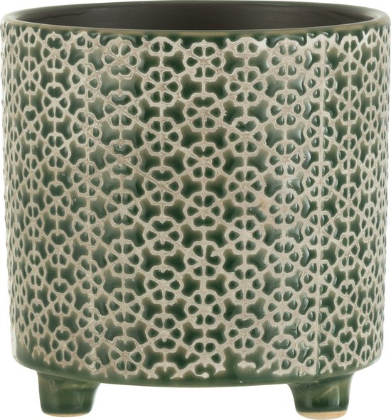 J-Line Bloempot Keramiek Beige Bruin