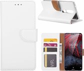LuxeBass Hoesje geschikt voor Nokia 6.1 Plus - Bookcase Wit - portemonnee hoesje - telefoonhoes - gsm hoes - telefoonhoesjes