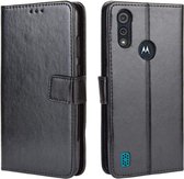 LuxeBass Boekhoesje geschikt voor Motorola Moto E6i/E6S - Zwart - telefoonhoes - gsm hoes - telefoonhoesjes