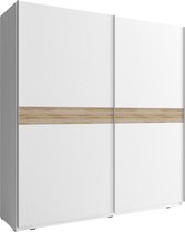 InspireMe- Kledingkast met schuifdeuren met spiegel 2 deurs kleerkast met planken en een rail Kledingkast met schuifdeuren NELE VI (200 cm)