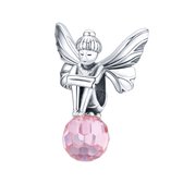 Feetje elfje fantasie Zirkonia bedel | Fairy flower bead | bedels beads cadeau | Zilverana | geschikt voor Biagi , Pandora , Trollbeads armband | 925 zilver