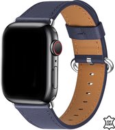 Q-DESYN® Apple Watch bandje - Leer - 42 mm - 44 mm - 45 mm - Blauw