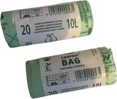 Set van 2 rollen Bio afvalzakken 10 liter - GFT - composteerbaar - Bio Futura - 40 stuks