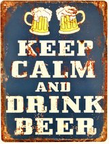 2D Metalen wandbord "Keep calm and drink beer" 33x25cm