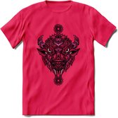 Bizon - Dieren Mandala T-Shirt | Rzoe | Grappig Verjaardag Zentangle Dierenkop Cadeau Shirt | Dames - Heren - Unisex | Wildlife Tshirt Kleding Kado | - Roze - XXL