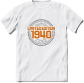 1940 Limited Edition Ring T-Shirt | Zilver - Goud | Grappig Verjaardag en Feest Cadeau Shirt | Dames - Heren - Unisex | Tshirt Kleding Kado | - Wit - L