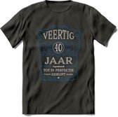 40 Jaar Legendarisch Gerijpt T-Shirt | Blauw - Grijs | Grappig Verjaardag en Feest Cadeau Shirt | Dames - Heren - Unisex | Tshirt Kleding Kado | - Donker Grijs - XXL