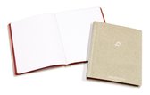 Aurora Notebook/Schrift A5, grijs linnen omslag, geruit, genaaide uitvoering, met rode snede, pak van 4 stuks