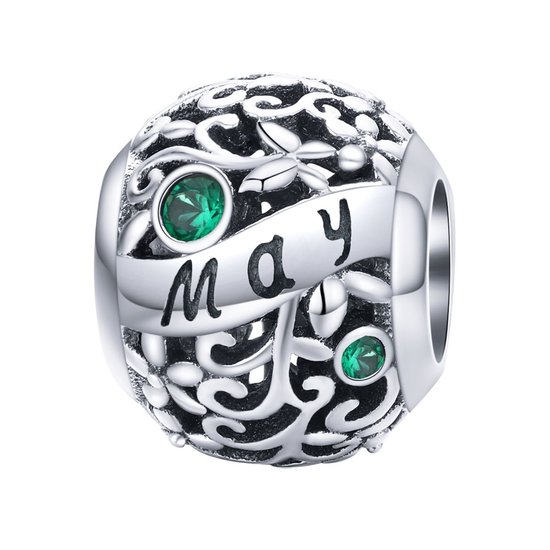 Geboortesteen maand Mei bedel | Helder groen zirkonia | bedels beads cadeau | Zilverana | geschikt voor alle bekende merken | 925 zilver | moederdag