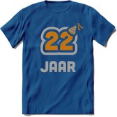 22 Jaar Feest T-Shirt | Goud - Zilver | Grappig Verjaardag Cadeau Shirt | Dames - Heren - Unisex | Tshirt Kleding Kado | - Donker Blauw - L