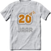20 Jaar Feest T-Shirt | Goud - Zilver | Grappig Verjaardag Cadeau Shirt | Dames - Heren - Unisex | Tshirt Kleding Kado | - Licht Grijs - Gemaleerd - 3XL